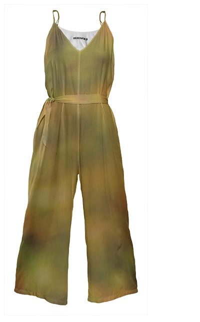 Autumn Background Tie Waist Jumpsuit