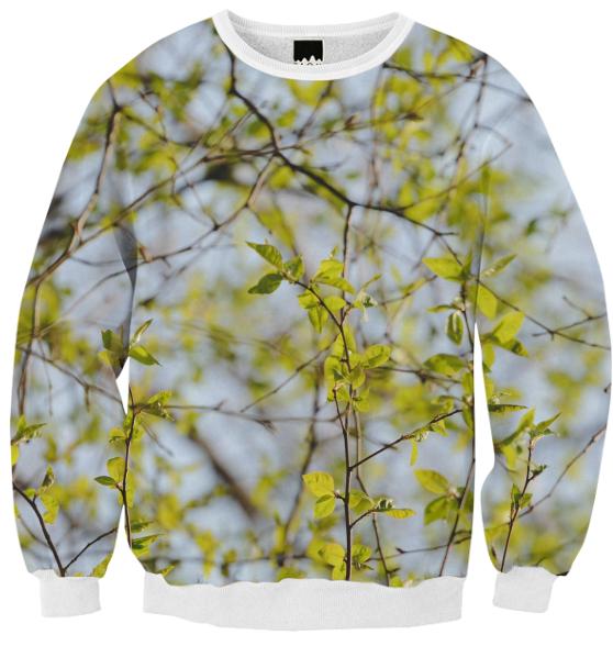 Spring Pattern Ribbed Sweatshirt