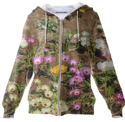 Flowers Zip Up Hoodie