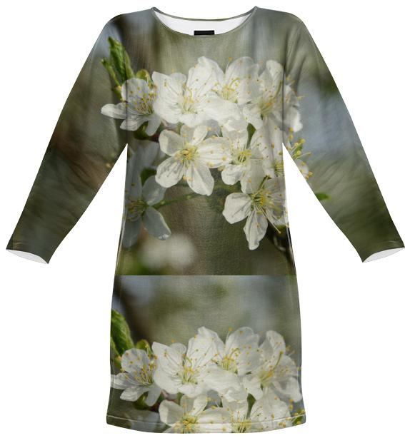Spring Flowers Pattern Sweatshirt Dress