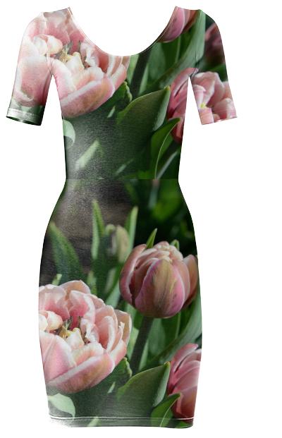 Tulips Pattern Bodycon Dress Tulips Pattern Bodycon Dress