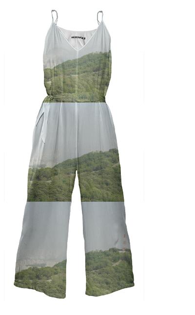 Seoul View Pattern Tie Waist Jumpsuit