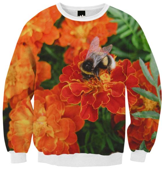 Bumblebee on Marigold Ribbed Sweatshirt
