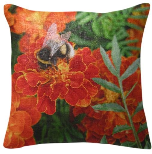 Bumblebee on Marigold Pillow