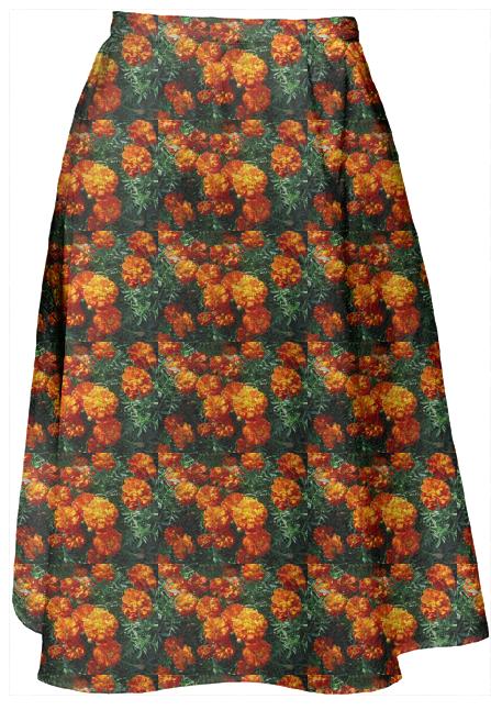 Tagetes Pattern Midi Skirt