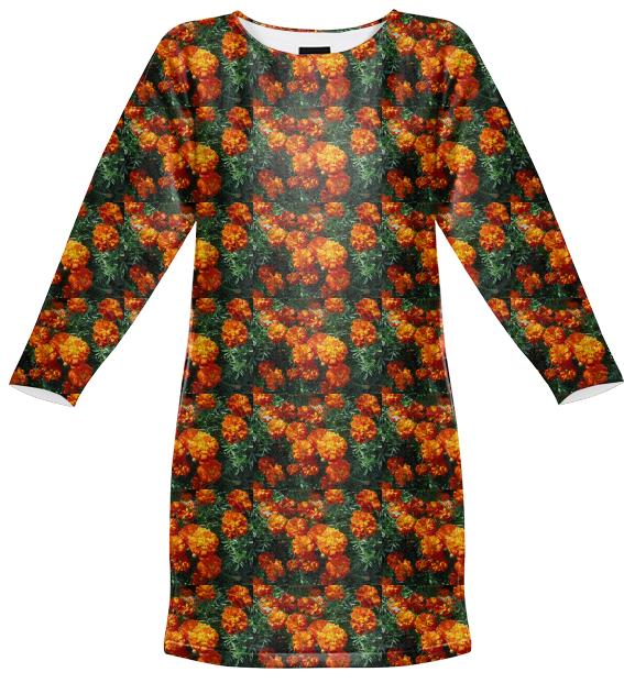 Tagetes Pattern Sweatshirt Dress