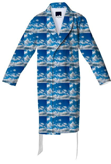 Bright Blue Sky Pattern Cotton Robe