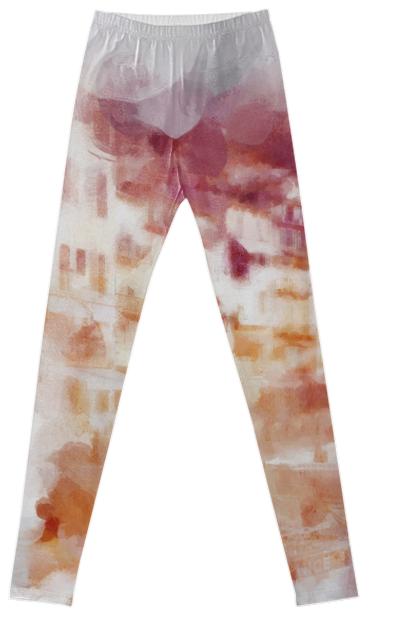 Fisherman s Town Abstract Watercolor Legging