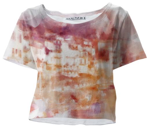 Fisherman s Town Abstract Watercolor Crop Tee