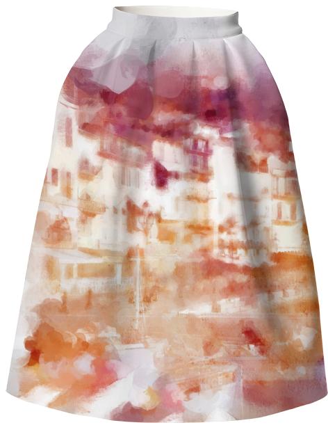 Fisherman s Town Abstract Watercolor VP Neoprene Full Skirt