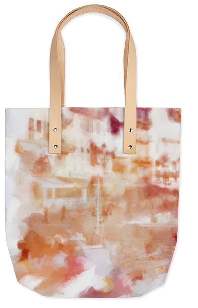 Fisherman s Town Abstract Watercolor Summer Tote