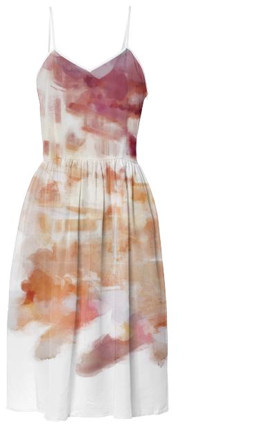 Fisherman s Town Abstract Watercolor Summer Dress