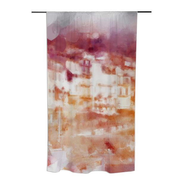 Fisherman s Town Abstract Watercolor Curtain