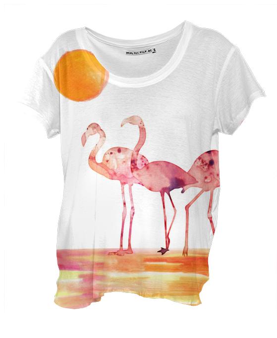 The Wading Flamingos Drape Shirt