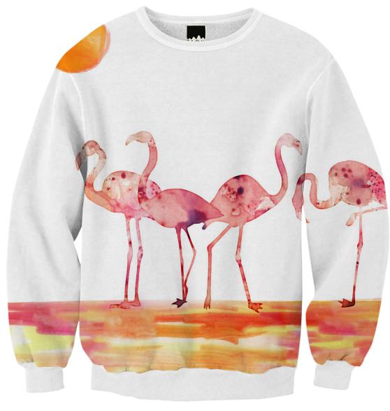 The Wading Flamingos Ribbed Sweatshirt