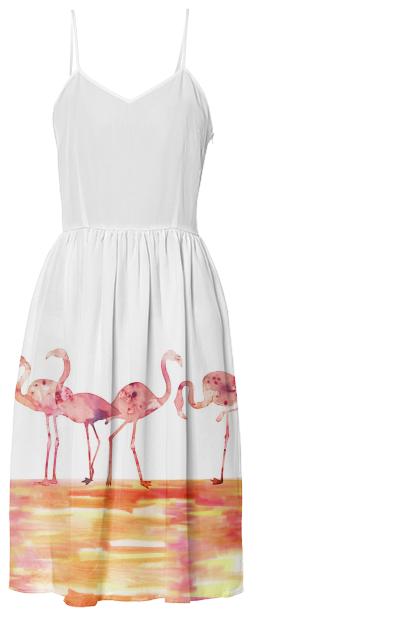 The Wading Flamingos Summer Dress
