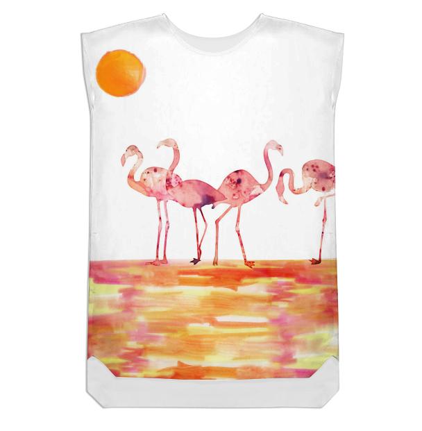 The Wading Flamingos Shift Dress