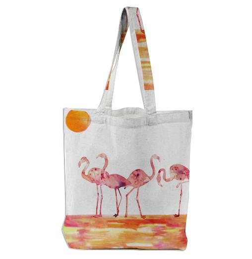 The Wading Flamingos Tote Bag