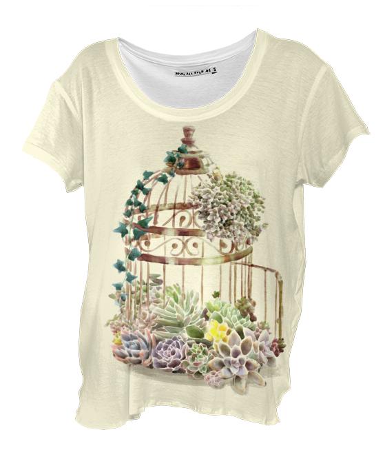 Flowery Birdcage Drape Shirt