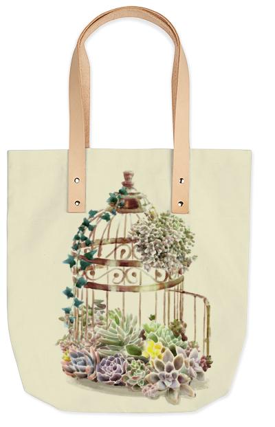 Flowery Birdcage Summer Tote