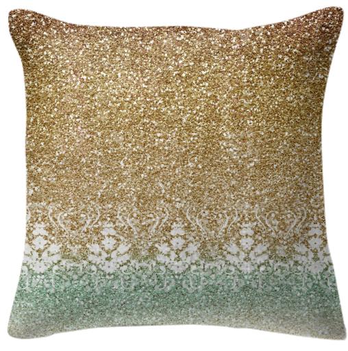 Glitter Gold Ombre Pillow