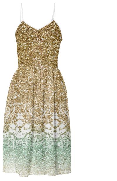 Glitter Gold Ombre Summer Dress