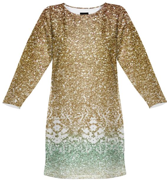 Glitter Gold Ombre Sweatshirt Dress