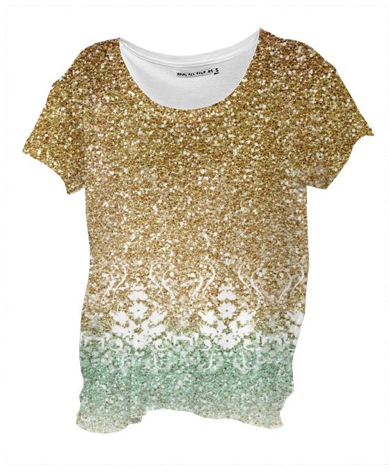 Glitter Gold Ombre Drape Shirt