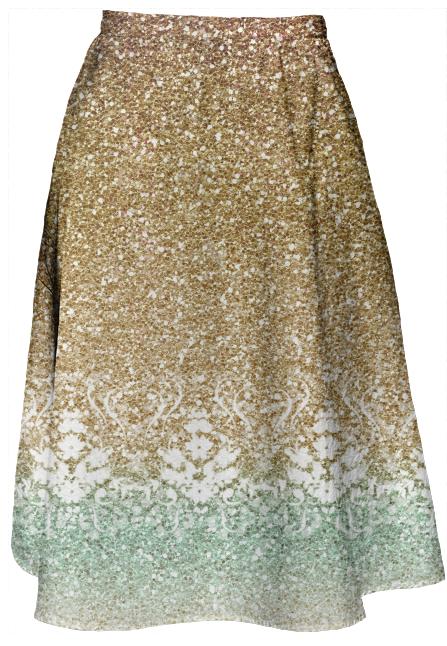 Glitter Gold Ombre Midi Skirt