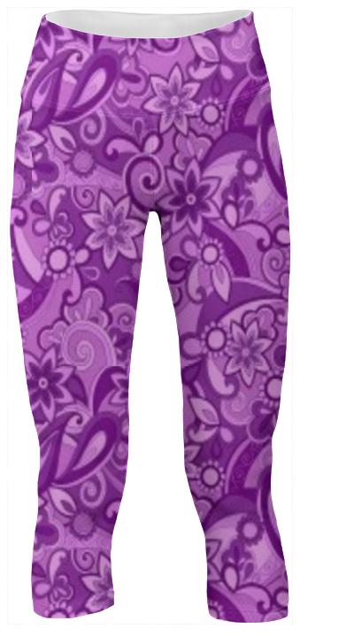 purple floral paisley yoga pants