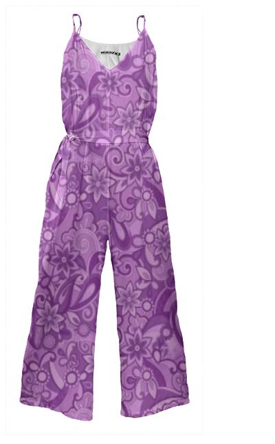 purple inspiration tie waist jumpsuit