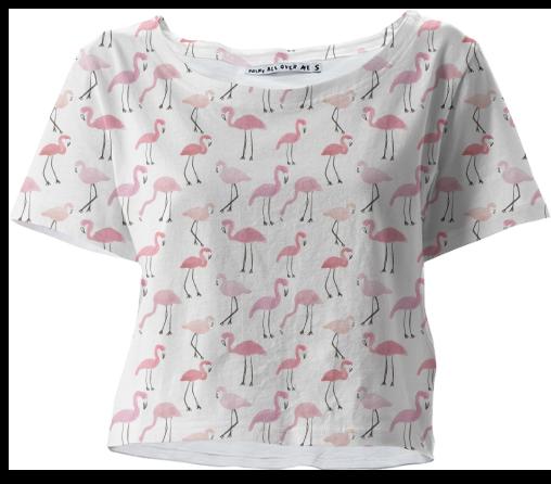 PAOM, Print All Over Me, digital print, design, fashion, style, collaboration, abeeabb, Crop Tee, Crop-Tee, CropTee, Flamingo, spring summer, unisex, Poly, Tops