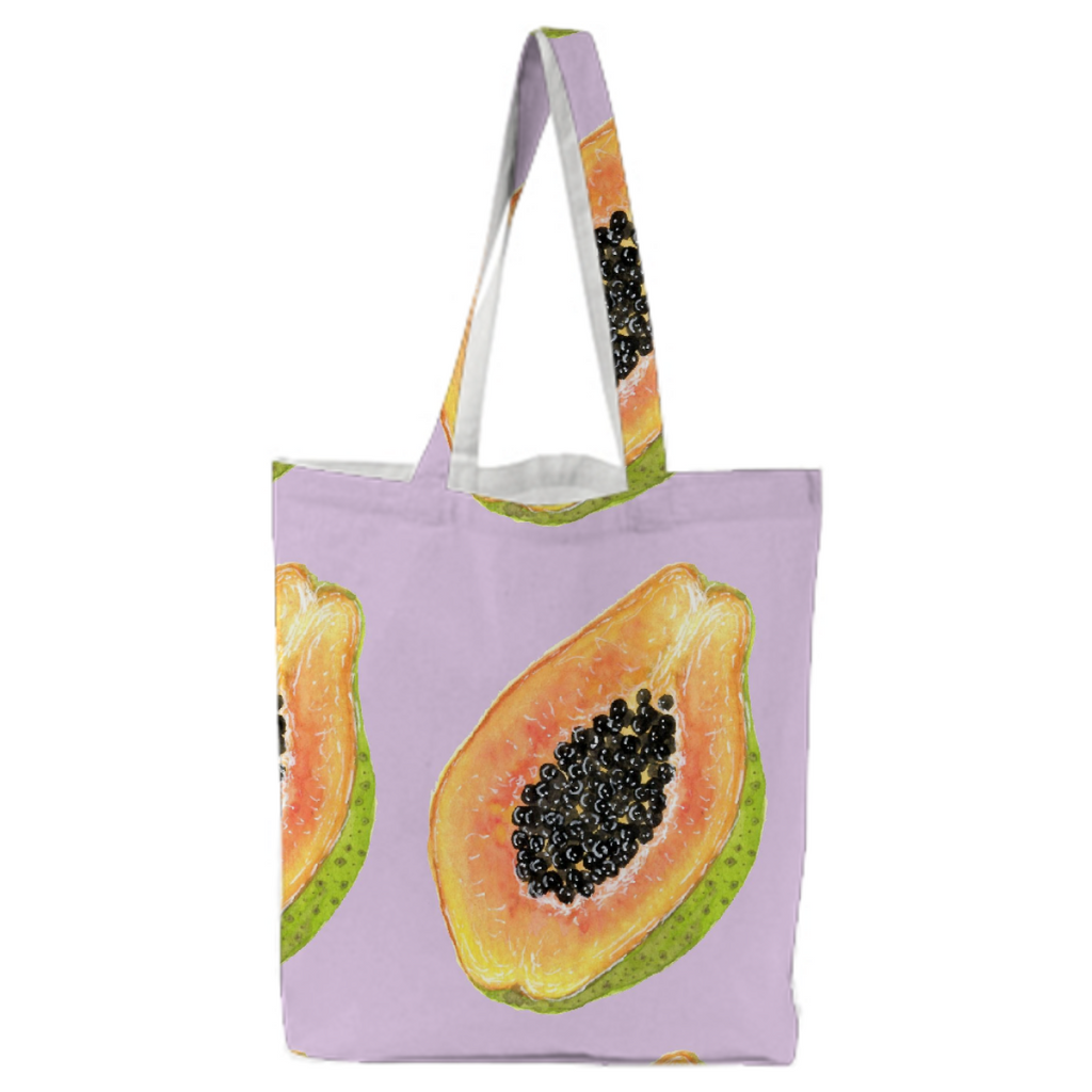 Papaya on Lavender Tote Bag StitchPrism
