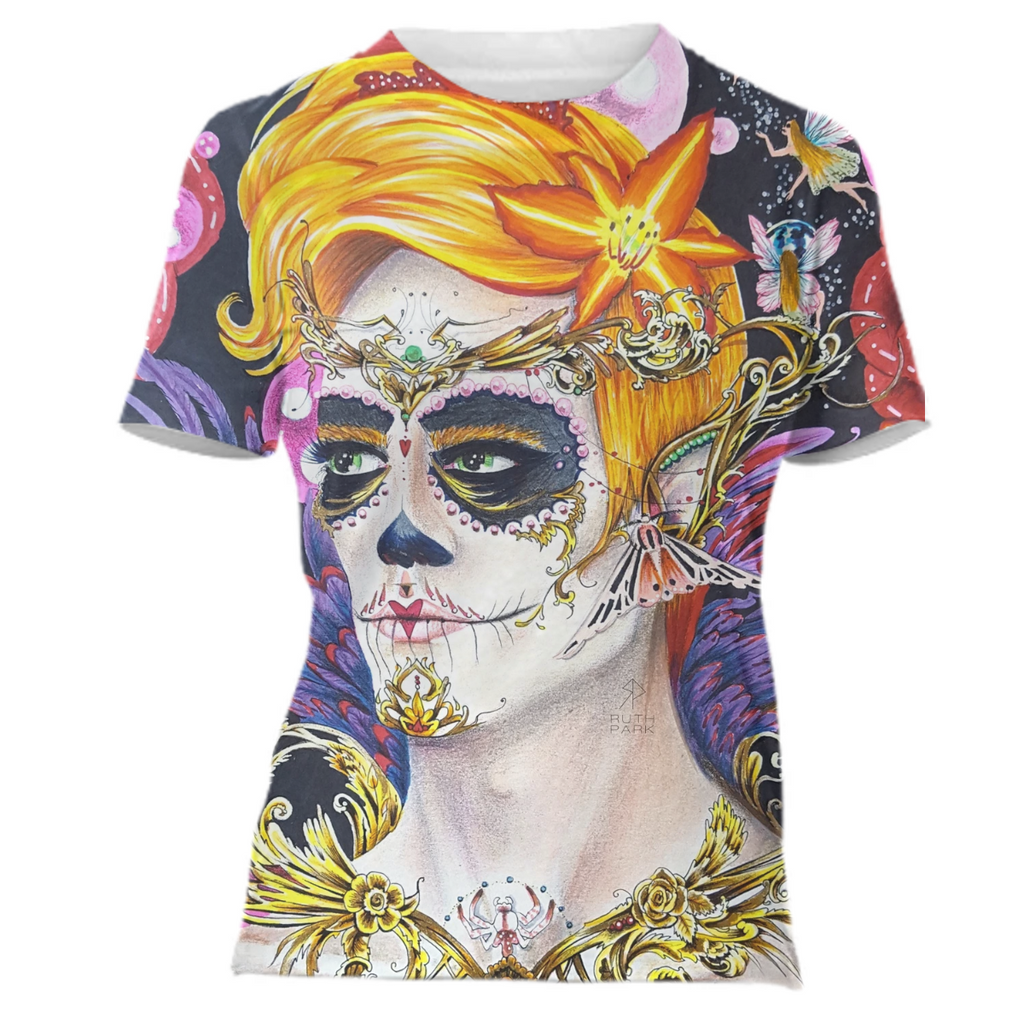 Portrait orange Day of the Dead fairy