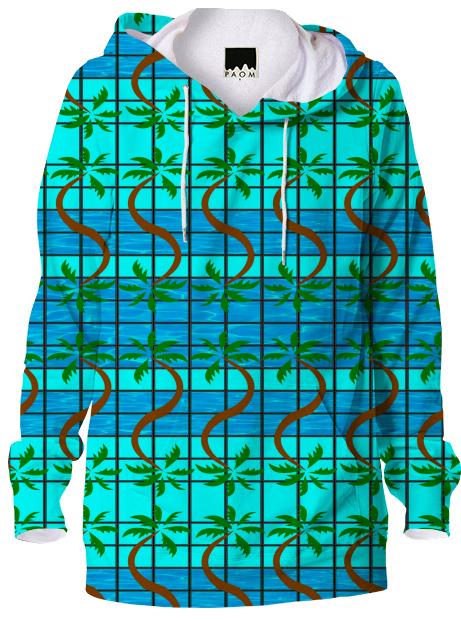 Palm Tree Ocean Grid Hoodie