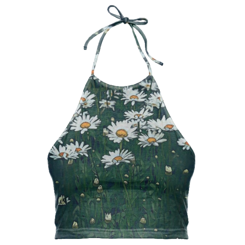 White Field Of Daisies Halter Top