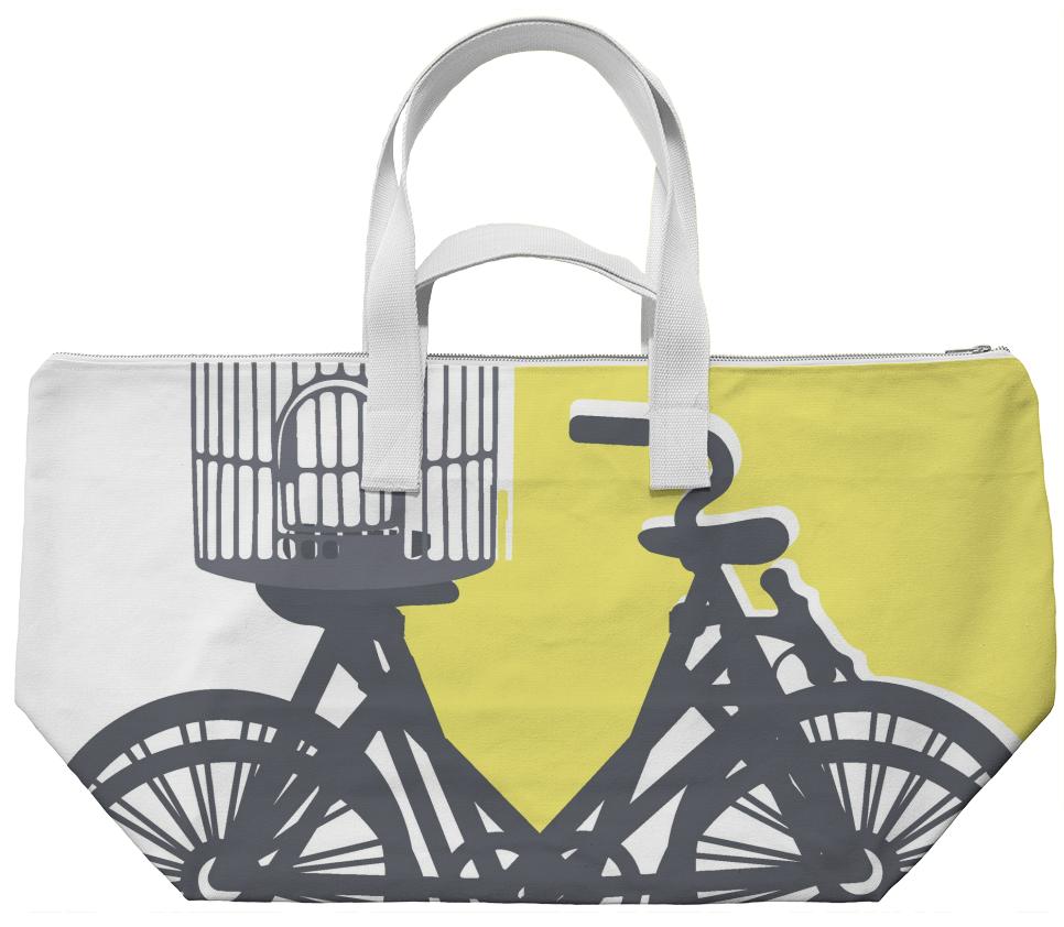 Street bikes and emty bird cage