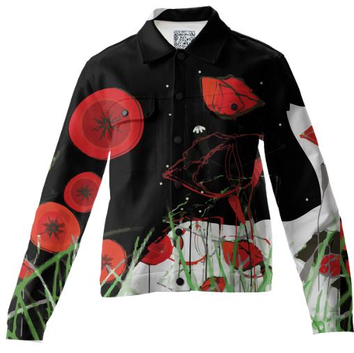 Black Bull Toro and Red Poppy field