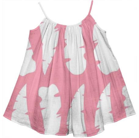 Kids Cotton Bluse Banana Leaves Pink White