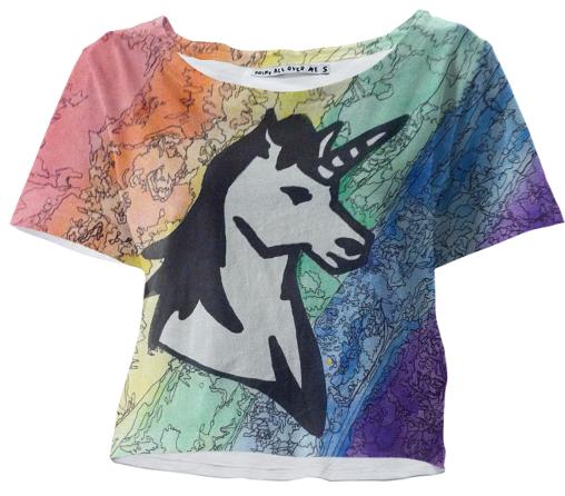 Rainbow Unicorn Watercolor Crop Top