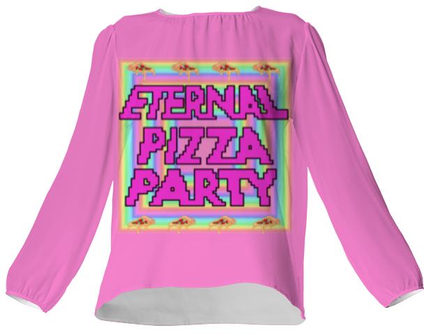 Eternal Piza Party Pink Silk Top