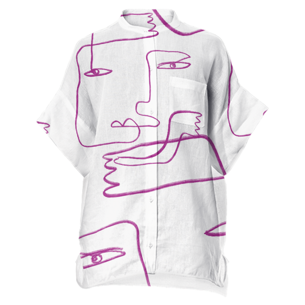 Pink Lady Linen Button-Down