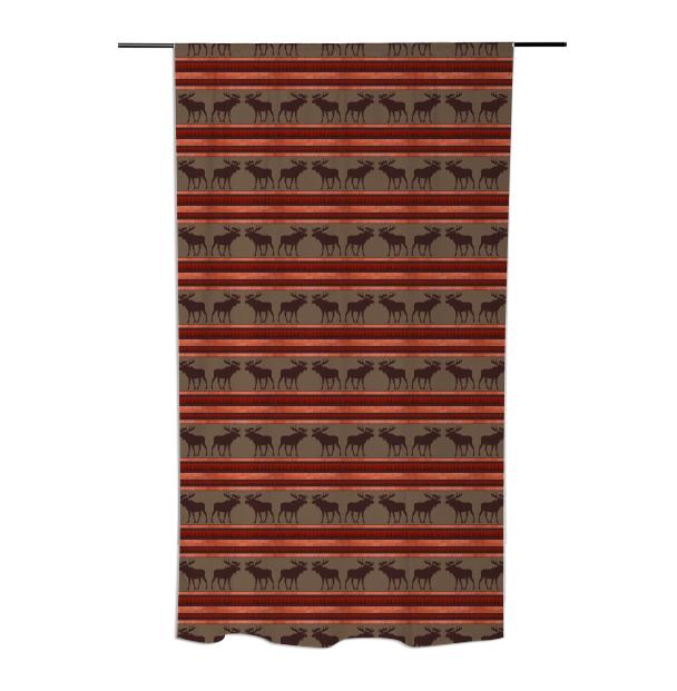 Rustic red brown moose pattern curtain