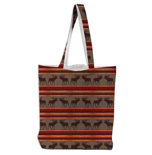 Rustic red brown moose pattern tote bag