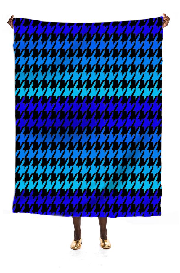 Bright blue houndstooth pattern scarf