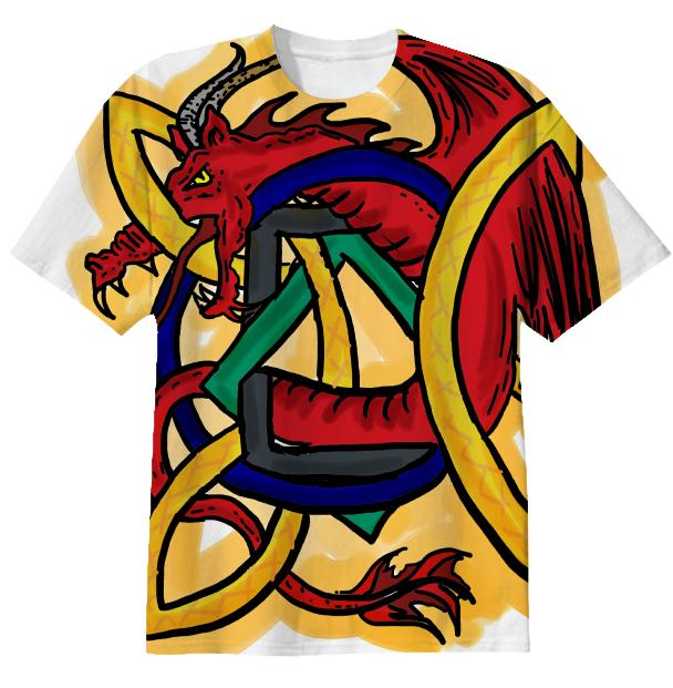 Red celtic dragon drawing