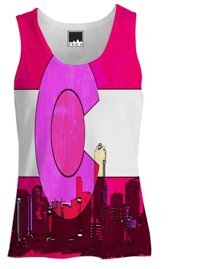 Bright pink Denver Colorado skyline tank top