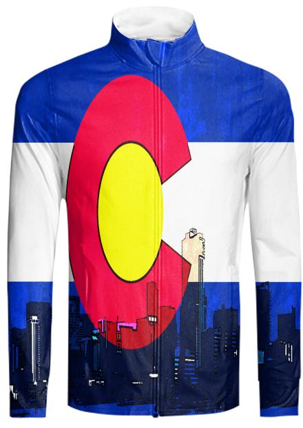 Bright Denver Colorado skyline flag tracksuit jacket