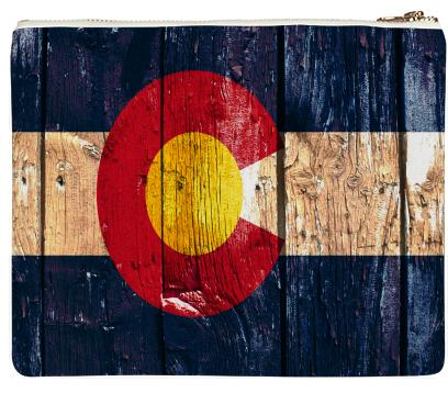 Rustic wood Colorado flag clutch
