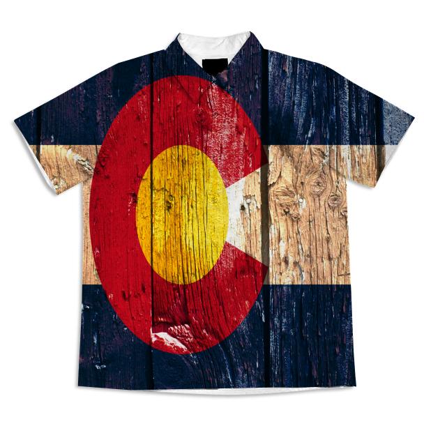 Rustic wood Colorado flag button shirt